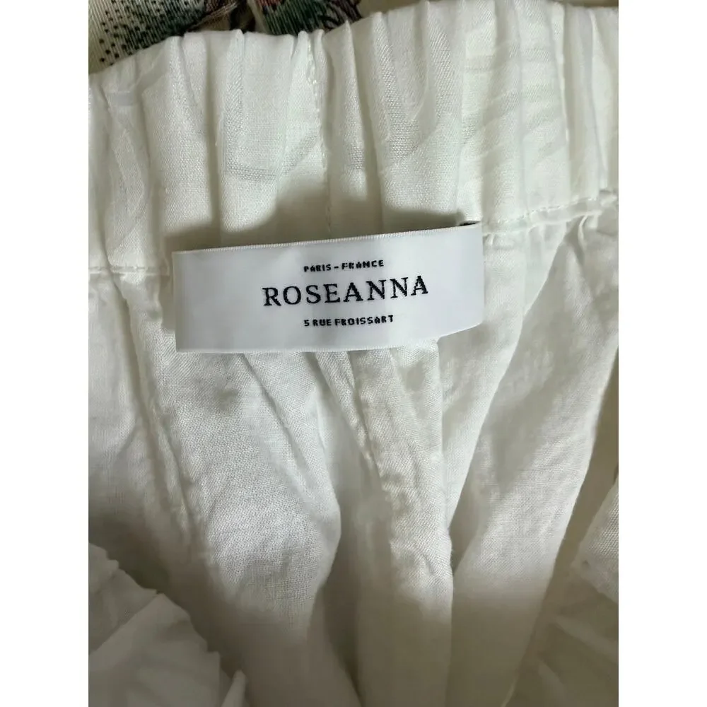 0267 Roseanna Paris White Floral Jacquard Mini Shorts Size 38 US 6 French